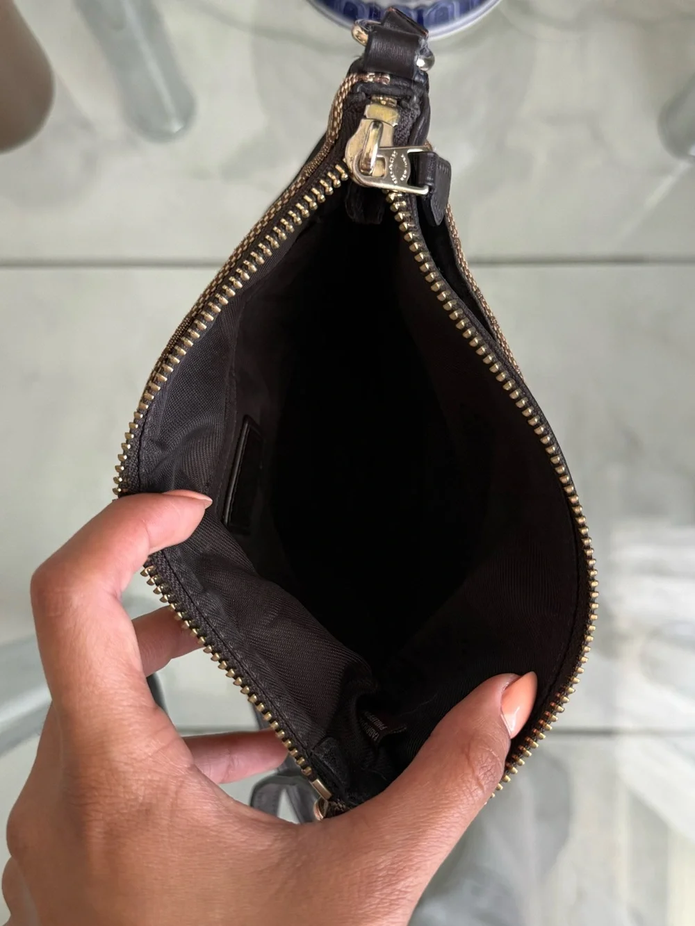 Coach Brown Signature Crossbody Bag with Dark Brown Trim